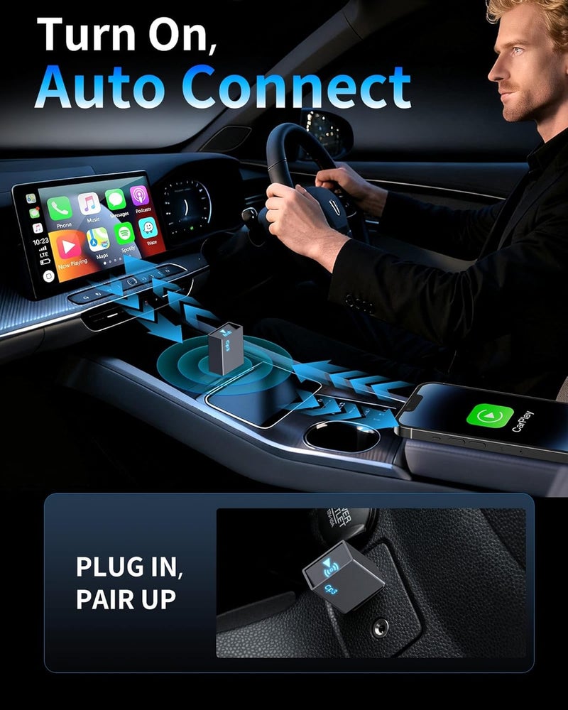 CNDPSTE Wireless CarPlay Adapter for Apple,Plug and Play Convert Wired to Wireless Apple Car Play Adapters,Mini CarPlay Adapter USB Type-C for Cars from 2018,Compatible iOS 10+,USB Type C - Image 5